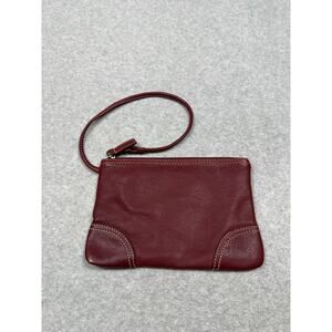 Levenger Fine leather Tools Burgundy Wristlet Wallet Cellphone Bag Purse Zip